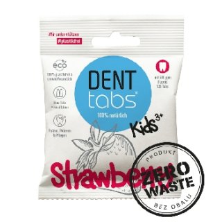 DENTTABS přírodní dětská zubní pasta v tabletách s fluoridem jahoda 10 000 ks Zero waste balení